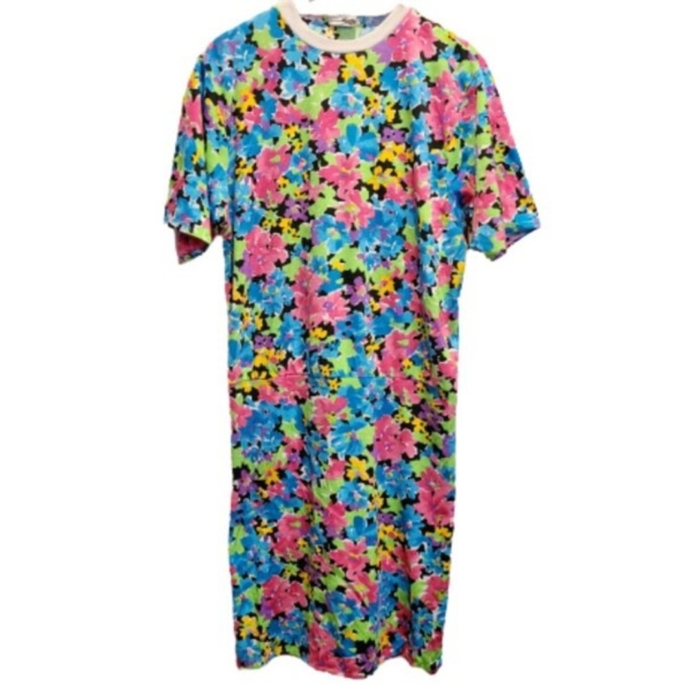 Vintage midi floral tshirt dress